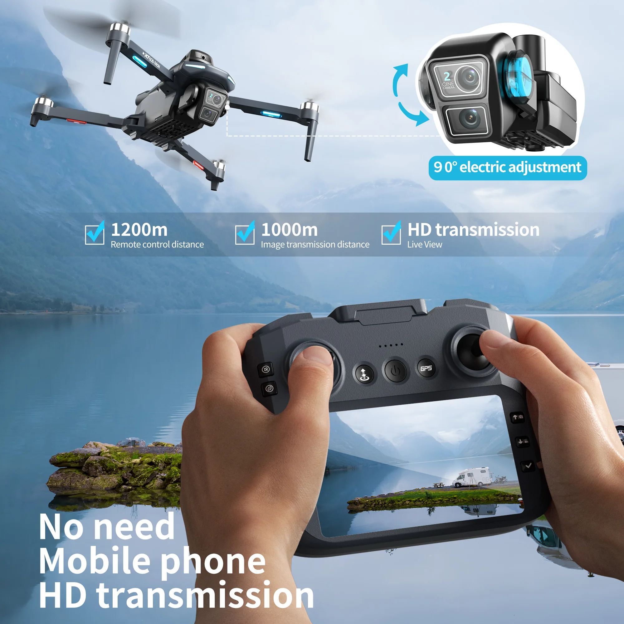 Oryginalny dron XT606 MAX GPS  – Drone Gps Mount recenzja i cena